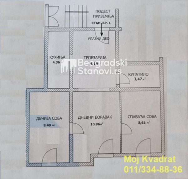 Stan na prodaju u Beogradu, Pašino brdo, trosoban, 46m2, cena 109000 evra