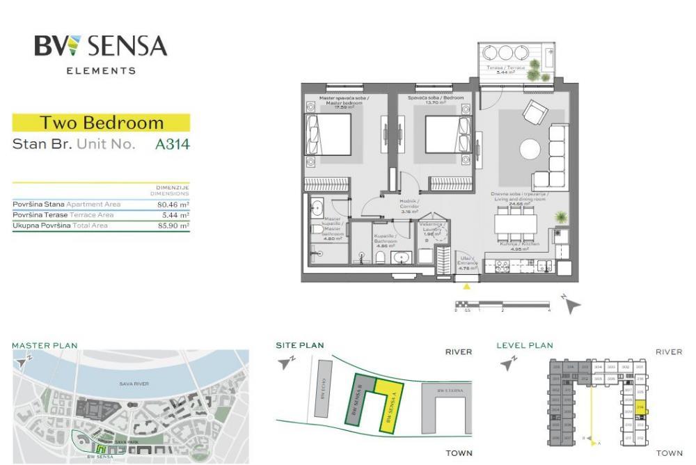 Stan na prodaju u Beogradu, Beograd na vodi, trosoban, 86m2