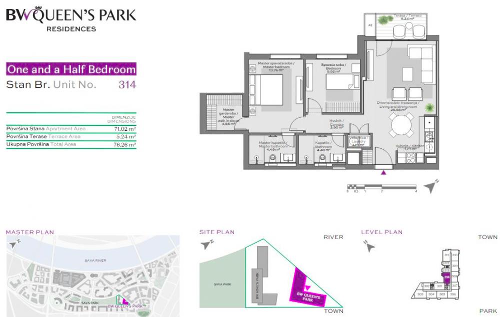 Stan na prodaju u Beogradu, Beograd na vodi, trosoban, 76m2