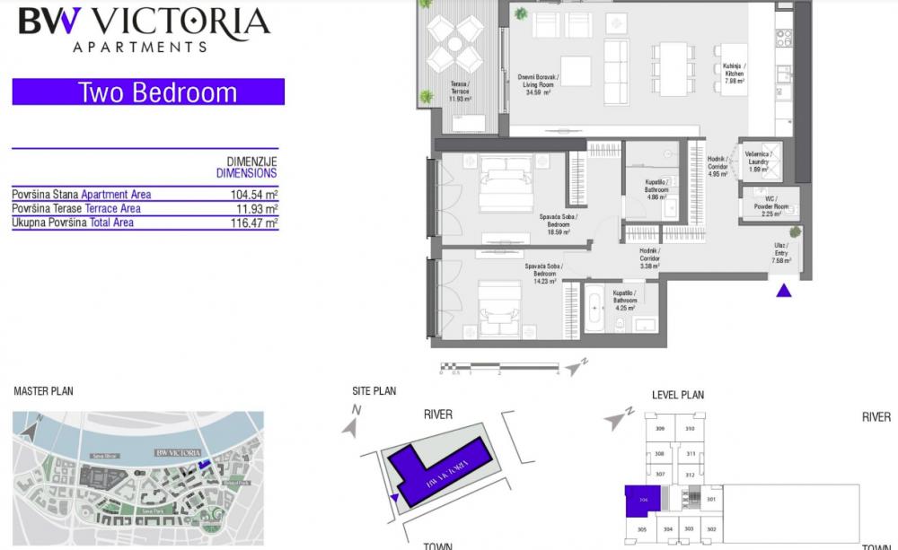 Stan na prodaju u Beogradu, Beograd na vodi, trosoban, 116m2