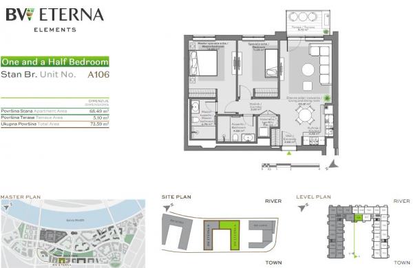 Stan na prodaju u Beogradu, Beograd na vodi, trosoban, 74m2