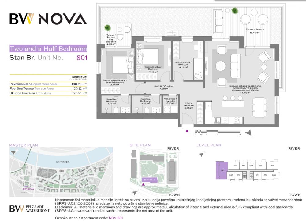 Stan na prodaju u Beogradu, Beograd na vodi, troiposoban, 121m2