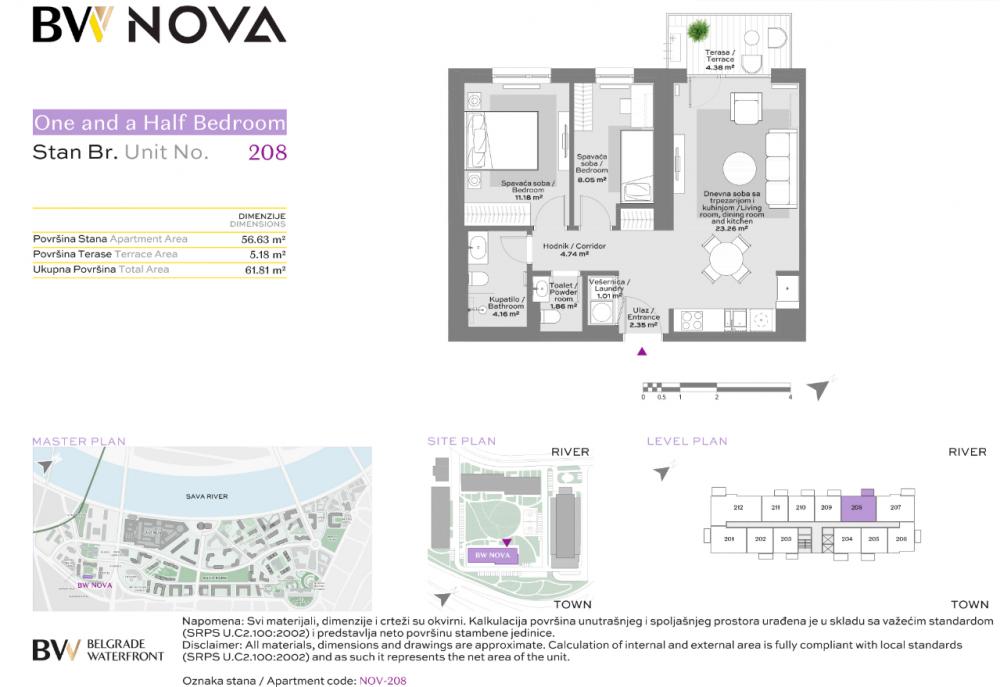 Stan na prodaju u Beogradu, Beograd na vodi, dvoiposoban, 63m2