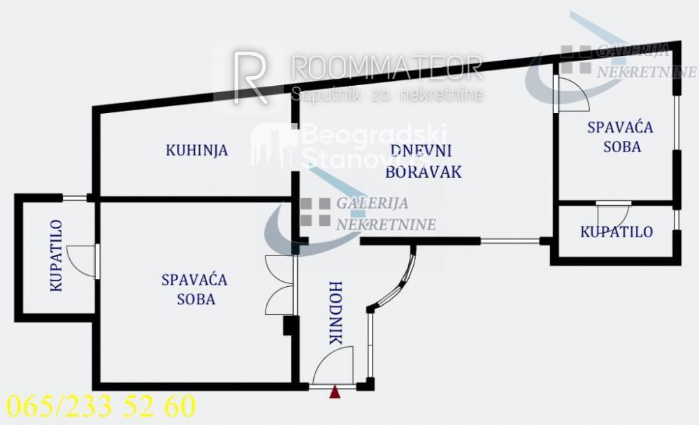 Stan na prodaju u Beogradu, Vračar, dvoiposoban, 57m2, cena 189000 evra