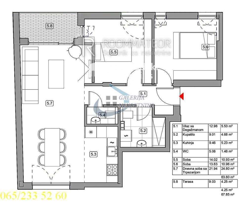 Stan na prodaju u Beogradu, trosoban, 68m2, cena 217000 evra
