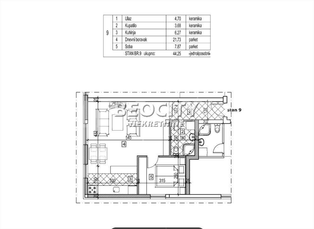 Stan na prodaju u Beogradu, Vidikovac, 40m2, cena 82000 evra