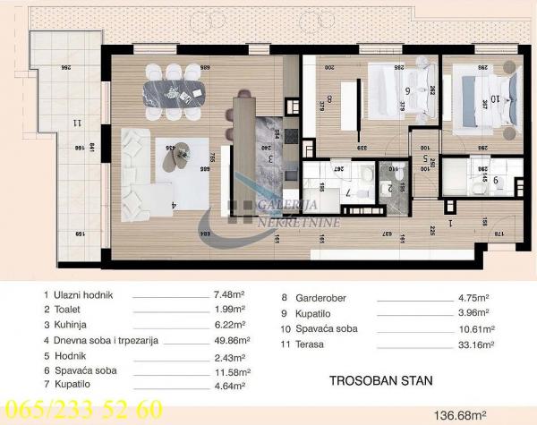 Stan na prodaju u Beogradu, Voždovac, trosoban, 137m2, cena 554000 evra