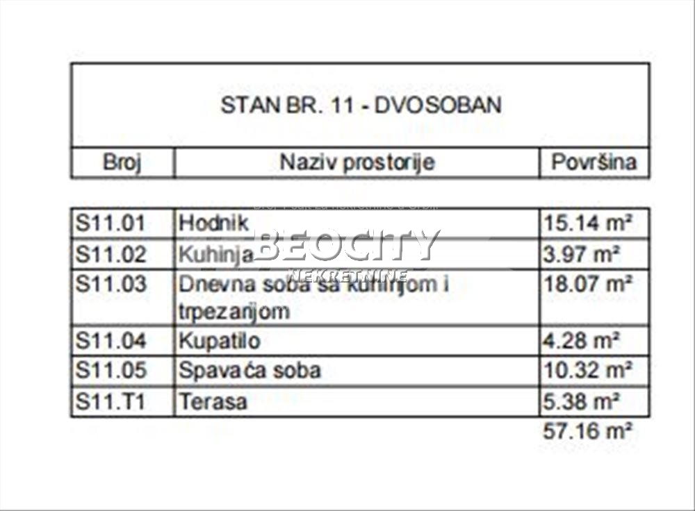 Stan na prodaju u Beogradu, Pašino brdo, jednoiposoban, 57m2, cena 182912 evra