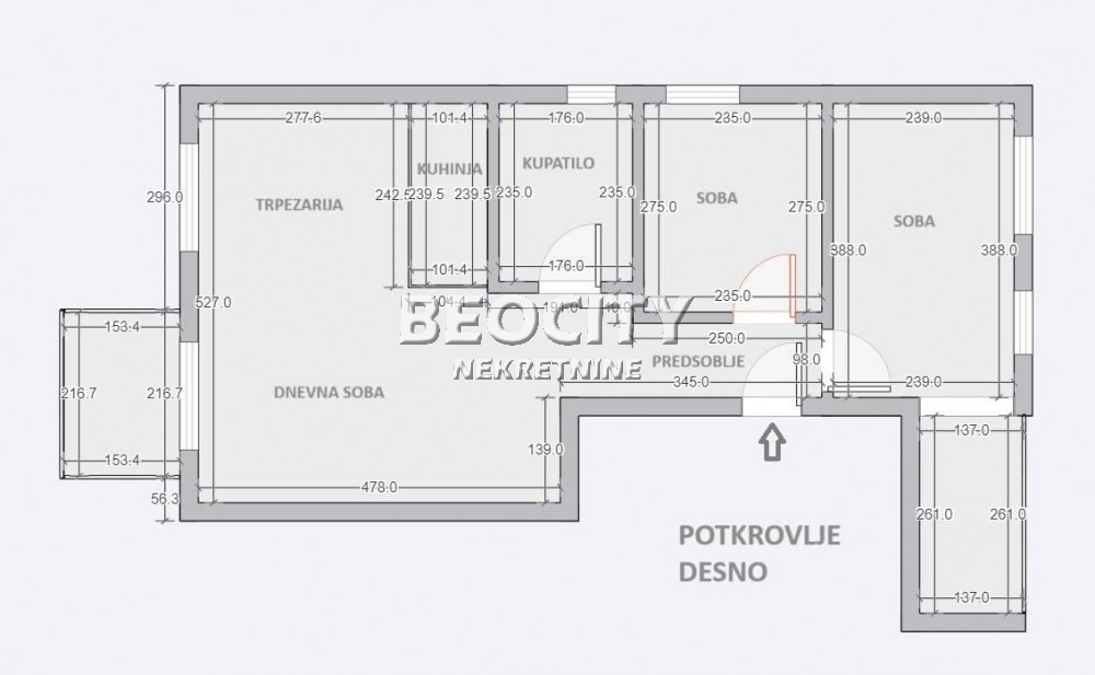 Stan na prodaju u Beogradu, Bele Vode, dvosoban, 55m2, cena 117260 evra