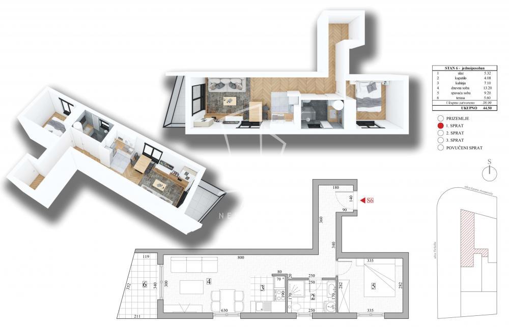 Stan na prodaju u Beogradu, Dušanovac, jednoiposoban, 44m2, cena 146850 evra