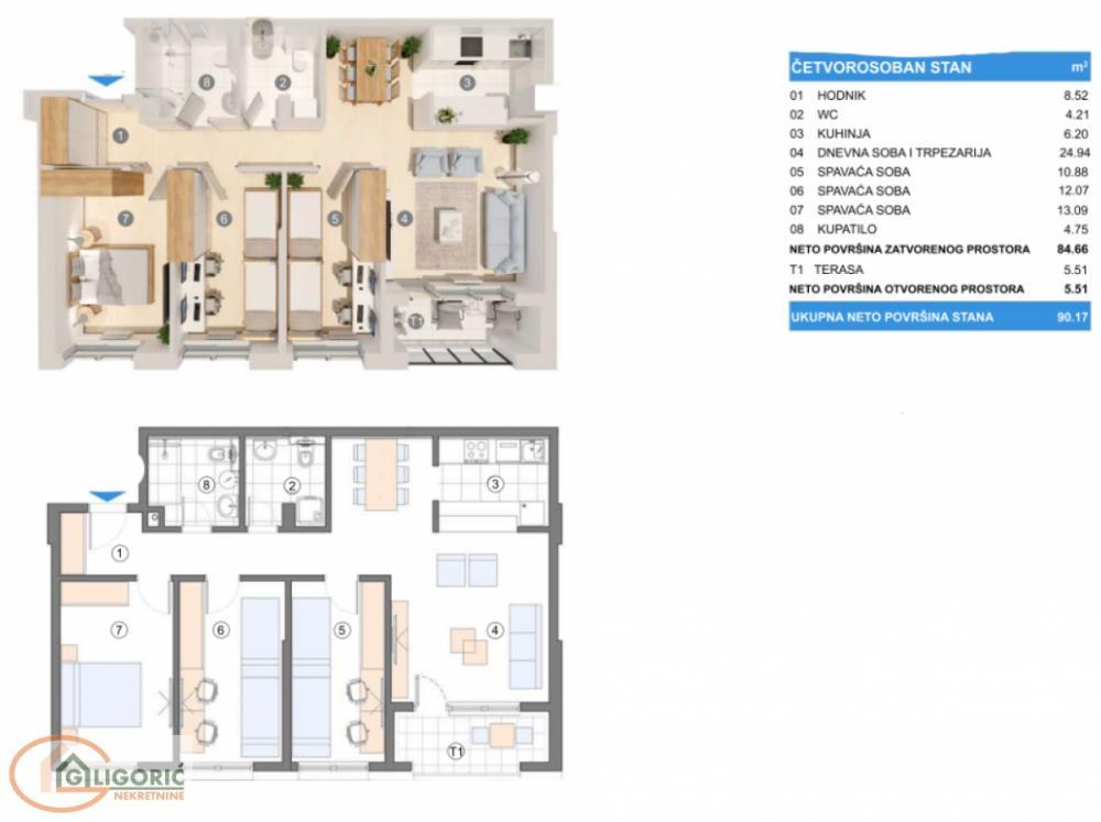 Stan na prodaju u Beogradu, Gornji grad, cetvorosoban, 94m2, cena 277300 evra