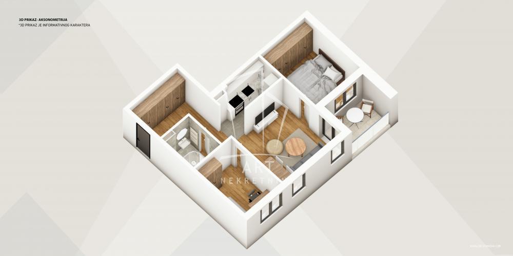 Stan na prodaju u Beogradu, Cvetanova ćuprija, dvoiposoban, 54m2, cena 138803 evra