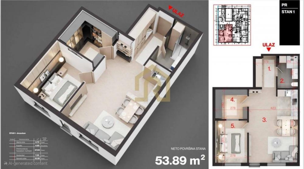 Stan na prodaju u Beogradu, Voždovac, dvosoban, 53m2, cena 138788 evra