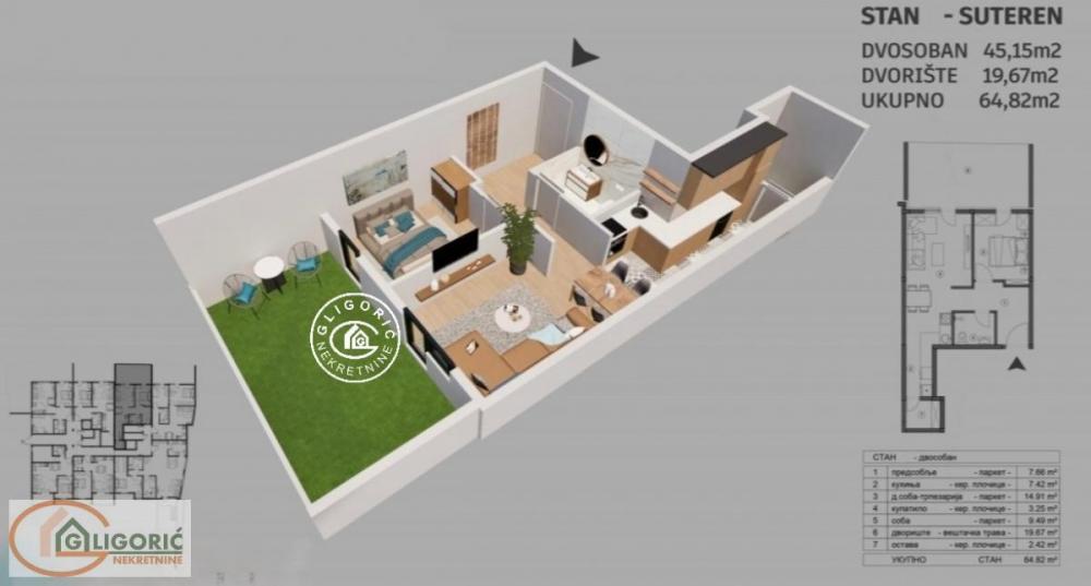 Stan na prodaju u Beogradu, Trošarina, dvosoban, 65m2, cena 92000 evra