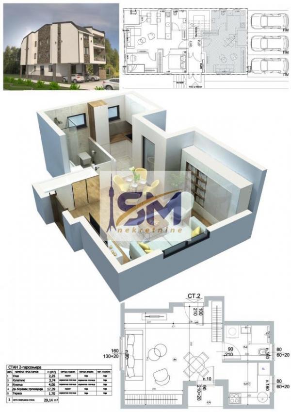 Stan na prodaju u Beogradu, Krnjača, jednosoban, 30m2, cena 64108 evra