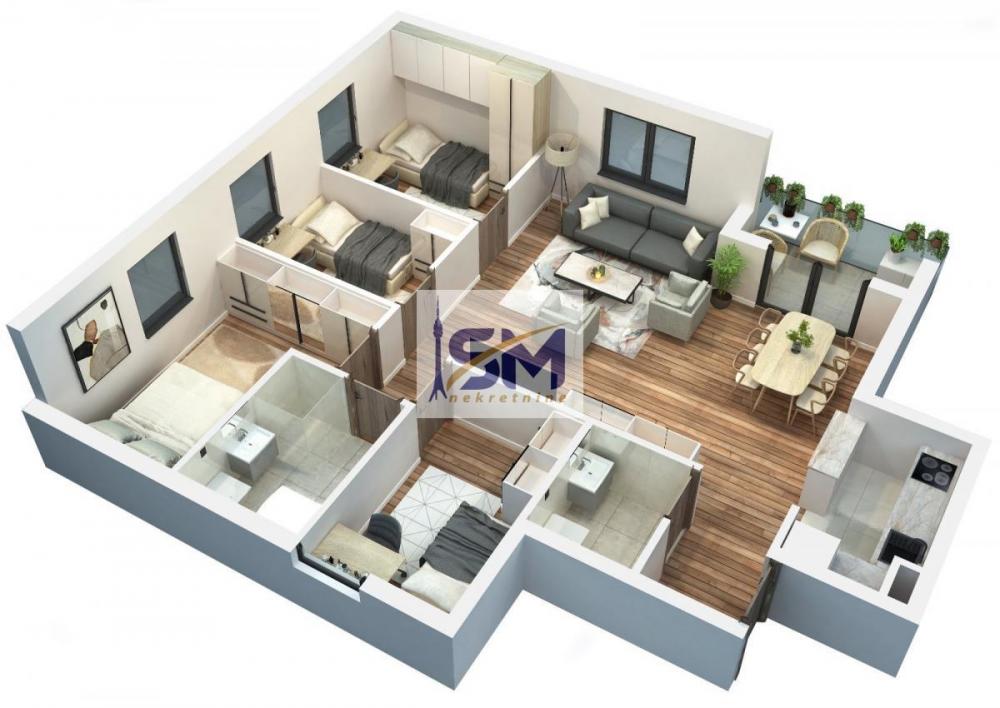 Stan na prodaju u Beogradu, Borča, cetvorosoban, 81m2, cena 160380 evra