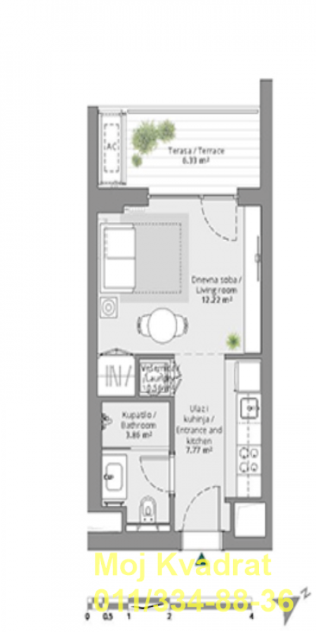 Stan na prodaju u Beogradu, Beograd (centar), jednosoban, 31m2, cena 180000 evra