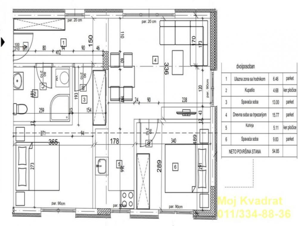 Stan na prodaju u Beogradu, Zvezdara, dvoiposoban, 55m2, cena 121000 evra