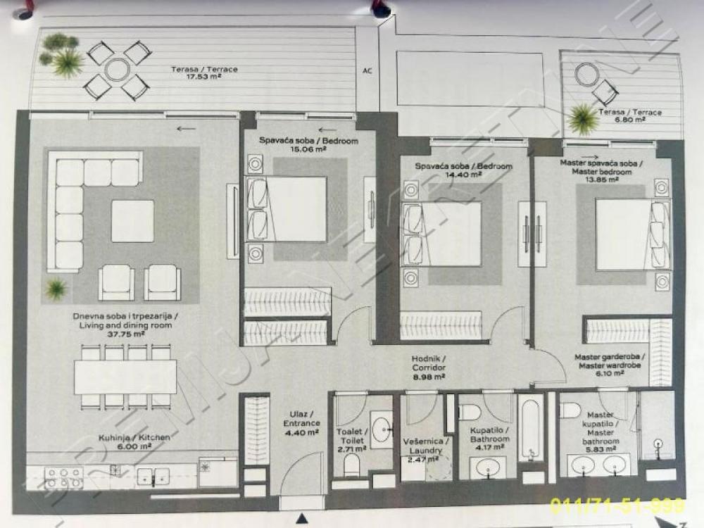 Stan na prodaju u Beogradu, Beograd na vodi, cetvorosoban, 146m2, cena 998000 evra
