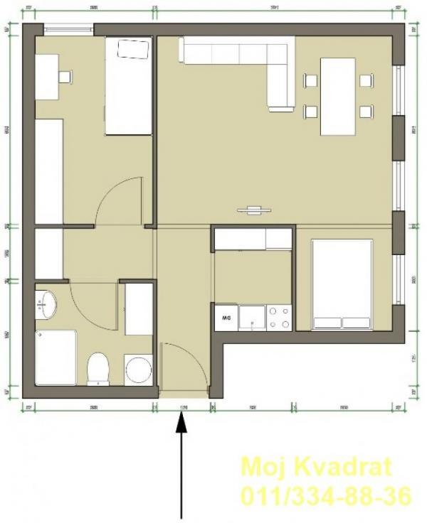 Stan na prodaju u Beogradu, Banovo brdo, dvosoban, 57m2, cena 162000 evra