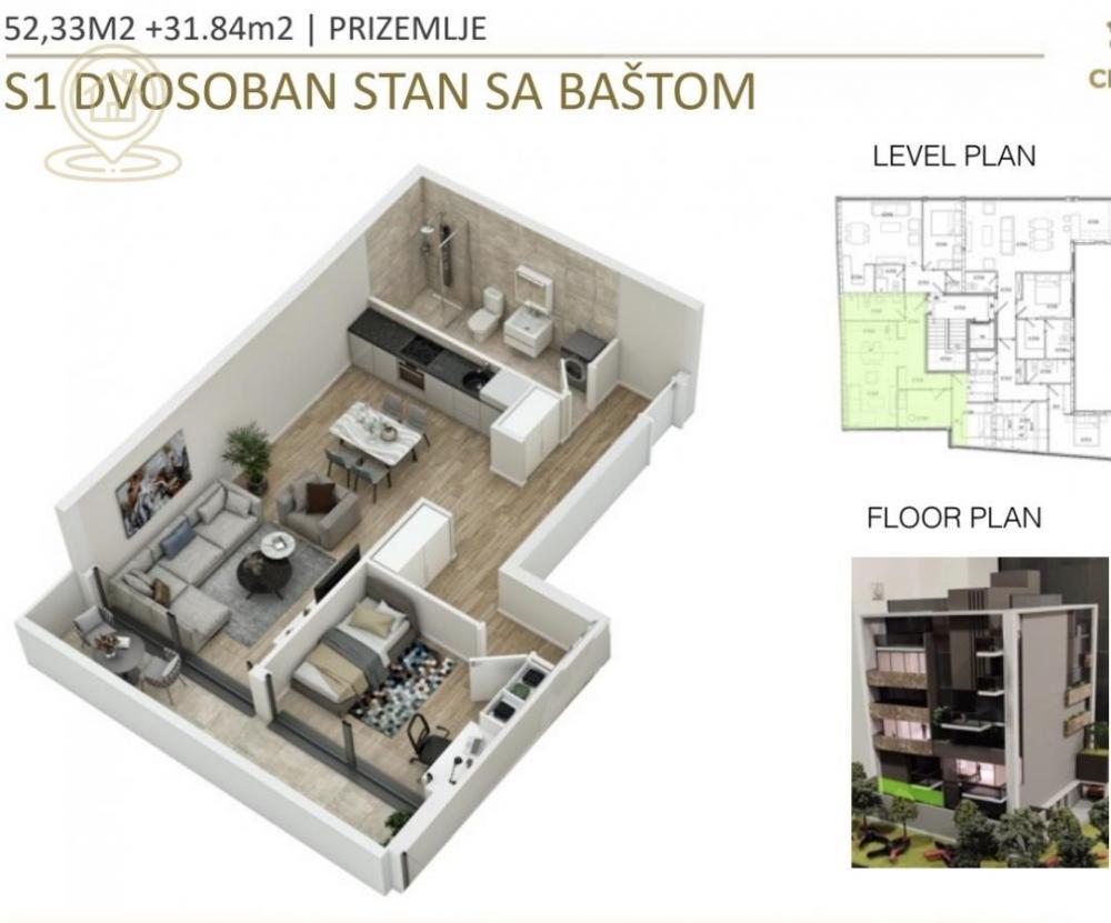 Stan na prodaju u Beogradu, Vračar (Centar), dvosoban, 52m2, cena 206700 evra