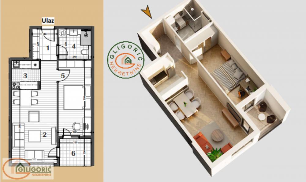 Stan na prodaju u Beogradu, Bulbulder, dvosoban, 51m2, cena 192000 evra