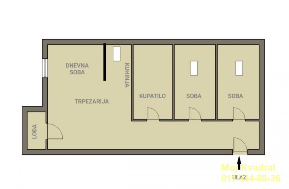 Stan na prodaju u Beogradu, Medaković 3, trosoban, 57m2, cena 115000 evra
