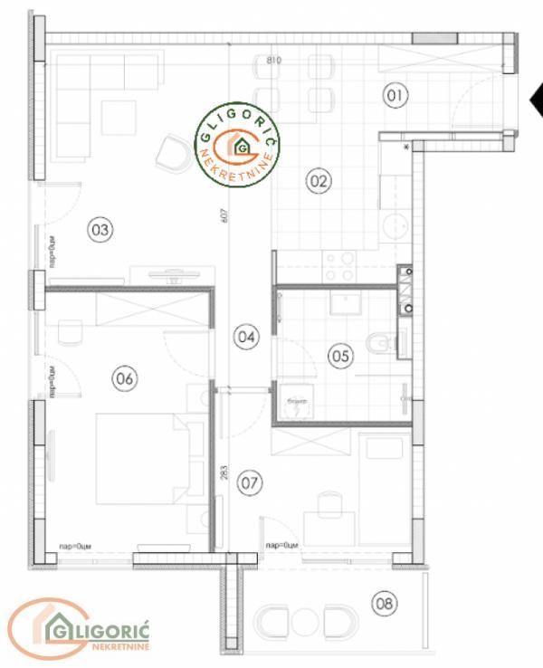 Stan na prodaju u Beogradu, Surčin, dvoiposoban, 62m2, cena 155300 evra