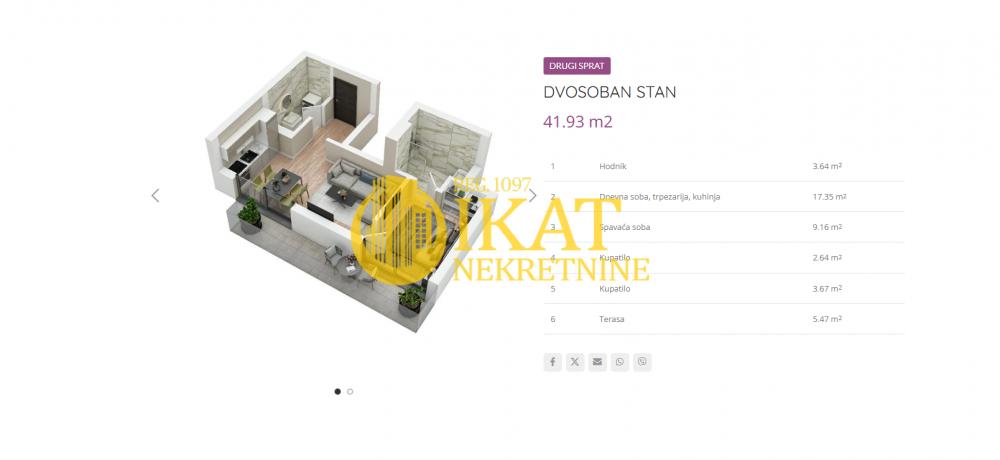 Stan na prodaju u Beogradu, Pašino brdo, dvosoban, 42m2, cena 150948 evra