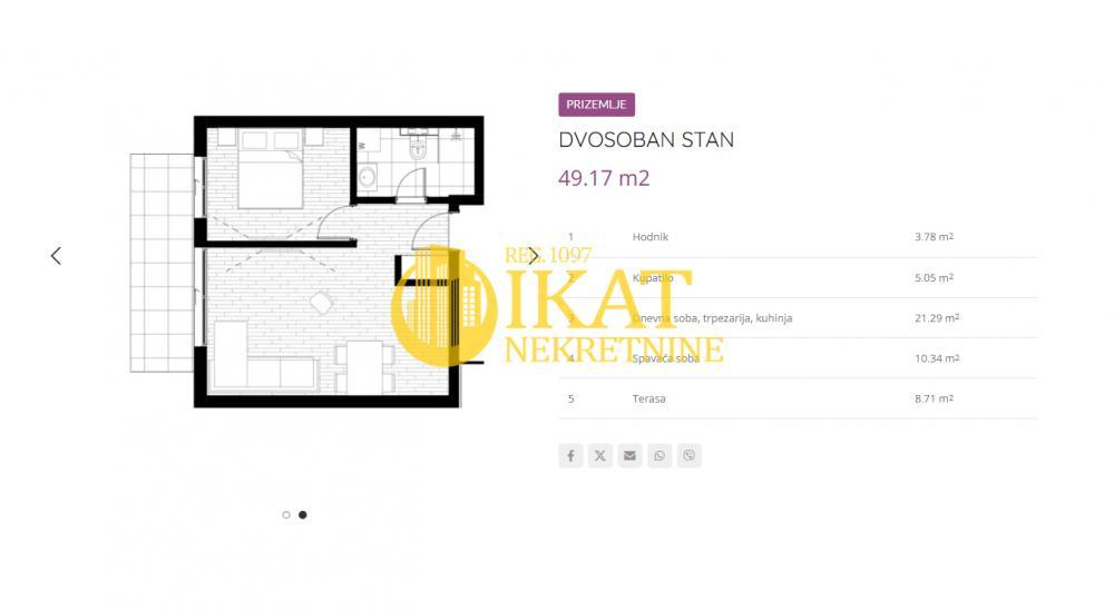 Stan na prodaju u Beogradu, Pašino brdo, jednoiposoban, 49m2, cena 177012 evra