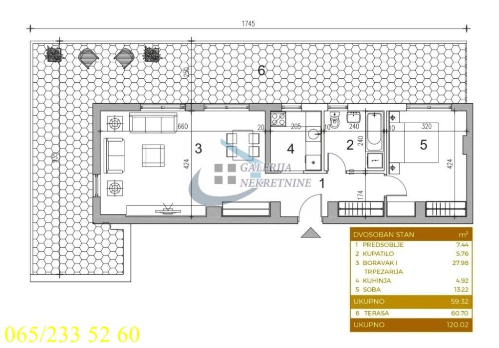 Stan na prodaju u Beogradu, Zemun, dvosoban, 60m2, cena 245000 evra