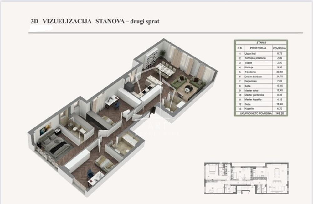 Stan na prodaju u Beogradu, Vračar, cetvorosoban, 149m2, cena 1000000 evra