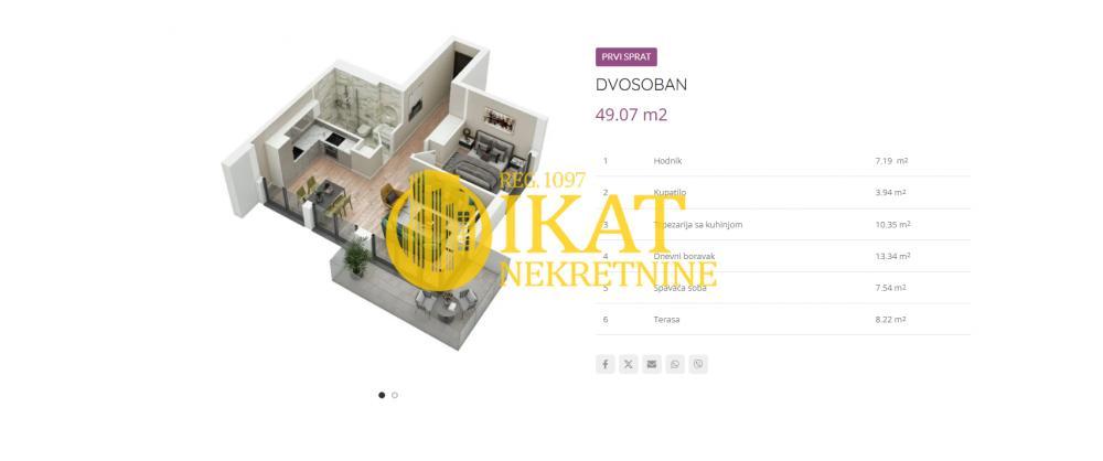 Stan na prodaju u Beogradu, Pašino brdo, dvosoban, 49m2, cena 171745 evra