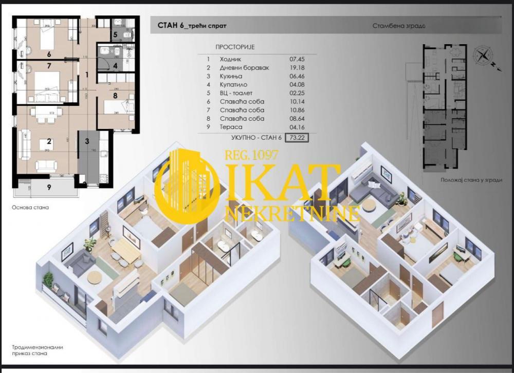 Stan na prodaju u Beogradu, Zvezdara, cetvorosoban, 73m2, cena 204400 evra