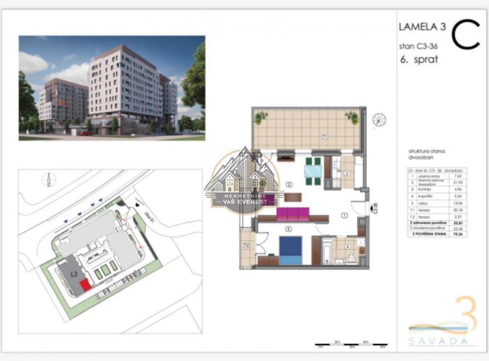 Stan na prodaju u Beogradu, Tošin bunar, dvosoban, 75m2, cena 263410 evra