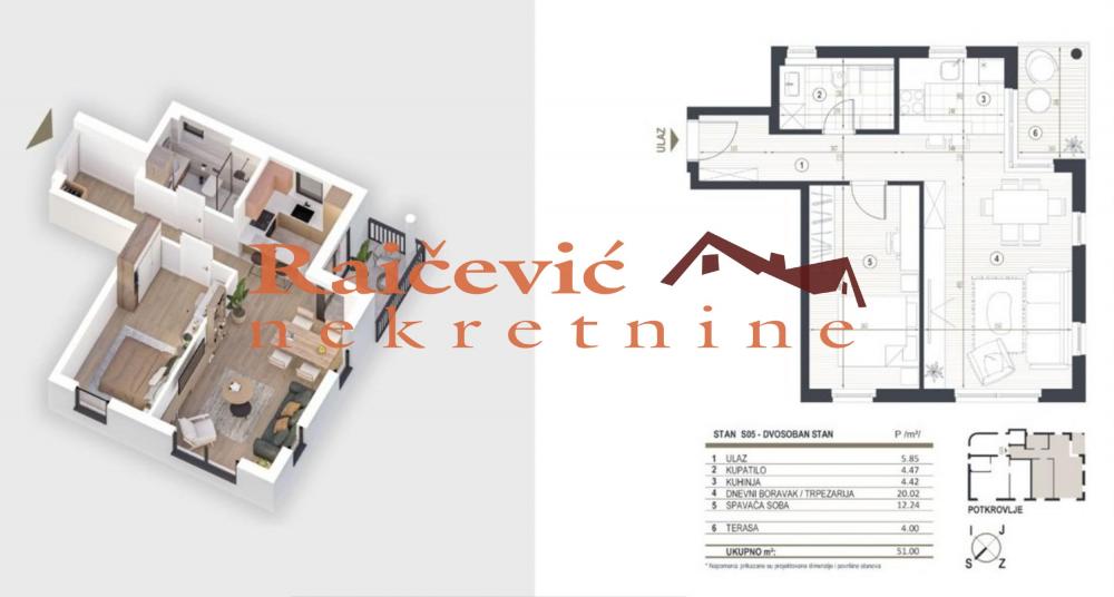Stan na prodaju u Beogradu, Cvetkova pijaca, dvosoban, 51m2, cena 160000 evra