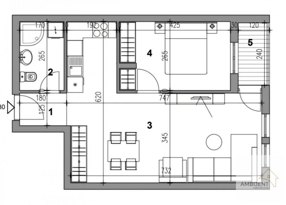 Stan na prodaju u Beogradu, Mirijevo, dvosoban, 55m2, cena 101654 evra