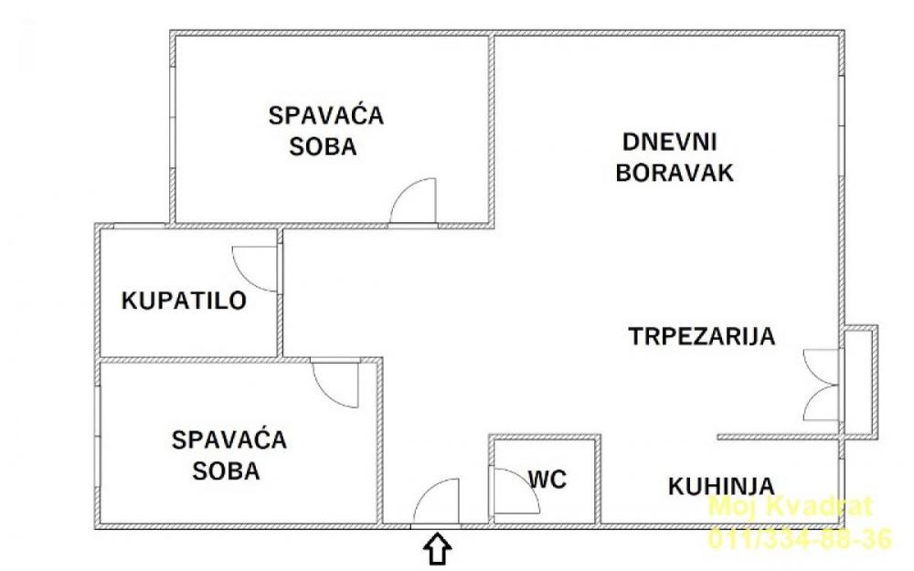 Stan na prodaju u Beogradu, Mirijevo, trosoban, 65m2, cena 152750 evra