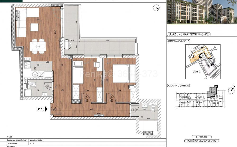 Stan na prodaju u Beogradu, Tošin bunar, trosoban, 76m2, cena 259978 evra