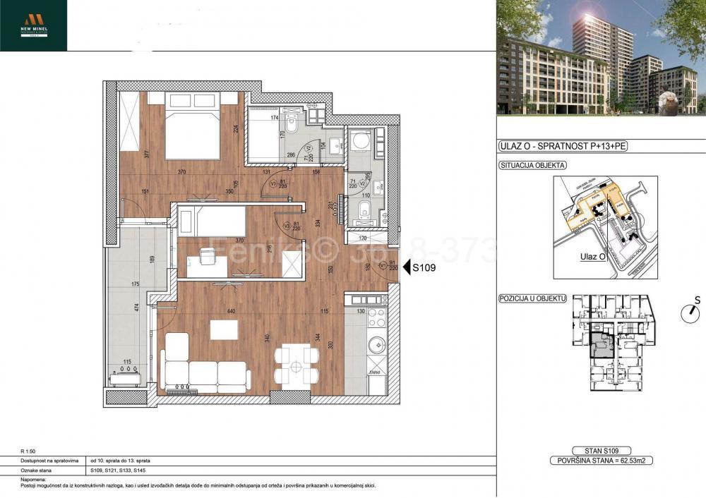 Stan na prodaju u Beogradu, Tošin bunar, trosoban, 62m2, cena 217605 evra