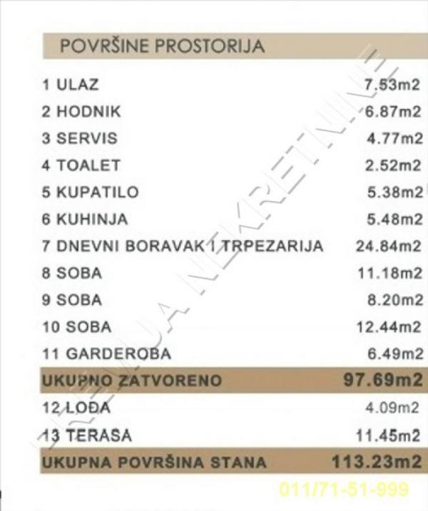 Stan na prodaju u Beogradu, Čubura, cetvorosoban, 113m2, cena 598000 evra