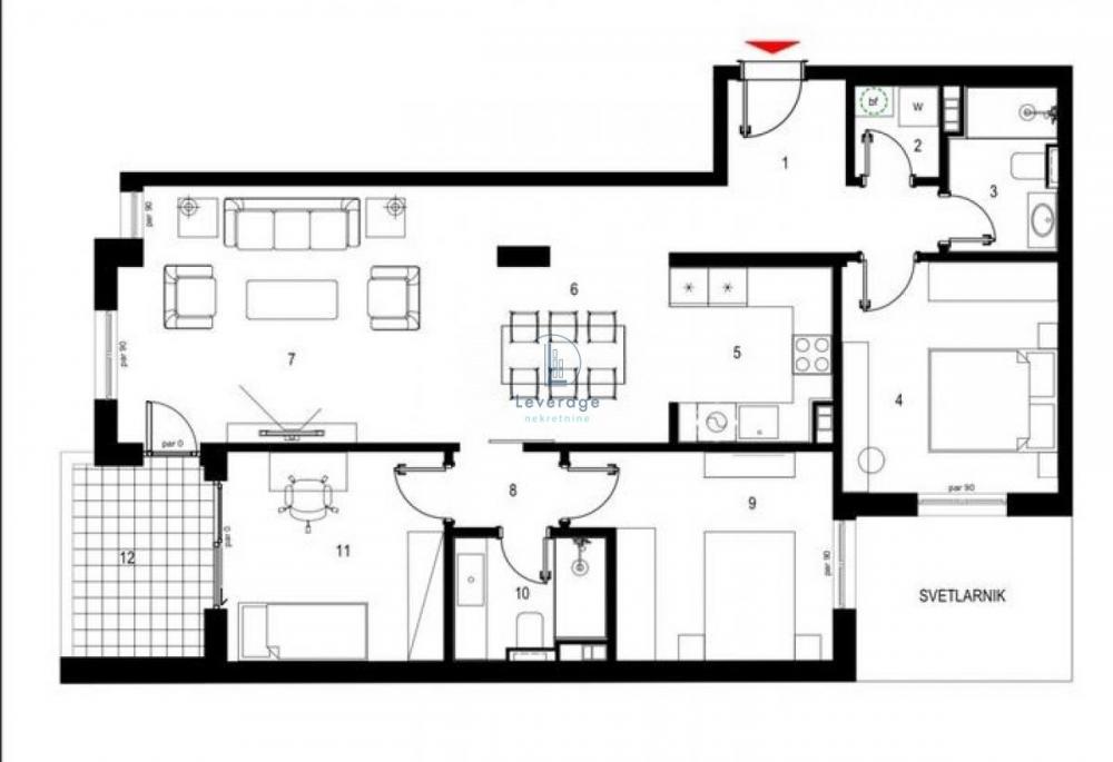 Stan na prodaju u Beogradu, Crveni Krst, troiposoban, 99m2, cena 369000 evra