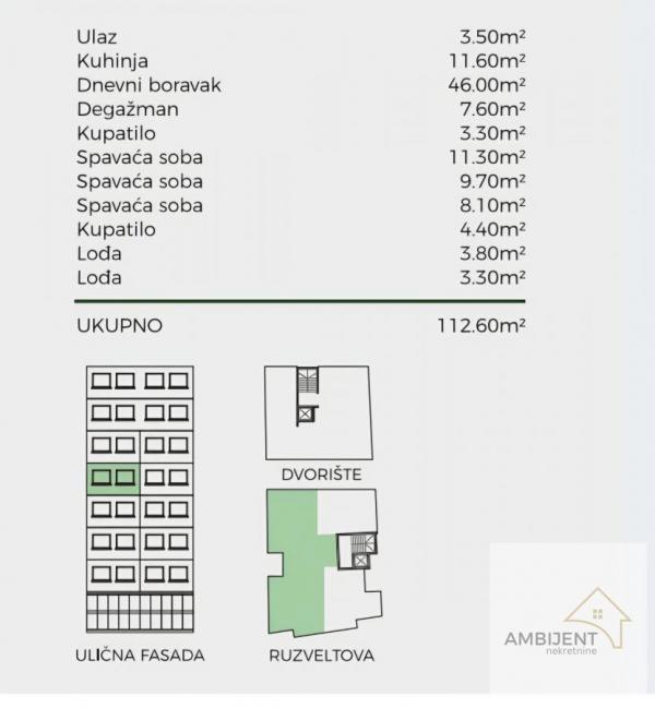 Stan na prodaju u Beogradu, Palilula, cetvorosoban, 112m2, cena 382840 evra