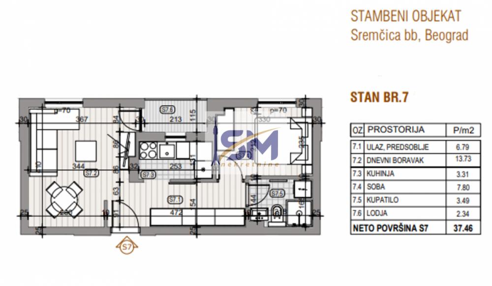 Stan na prodaju u Beogradu, Čukarica, dvosoban, 38m2, cena 68300 evra