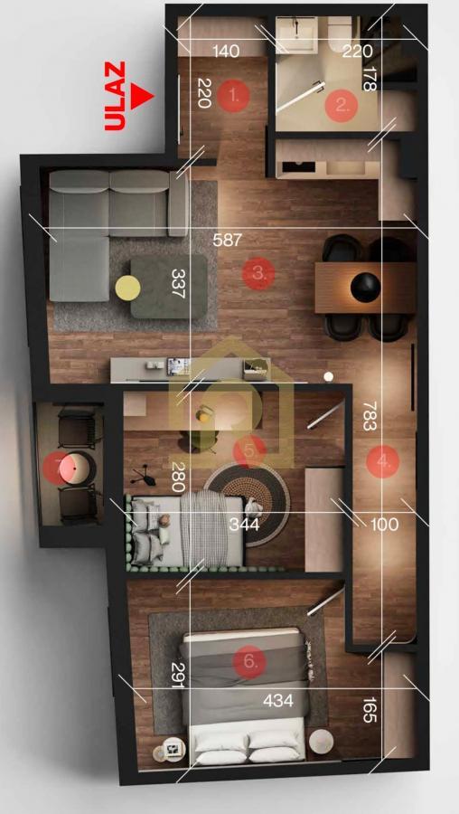 Stan na prodaju u Beogradu, Cvetkova pijaca, dvoiposoban, 54m2, cena 185470 evra