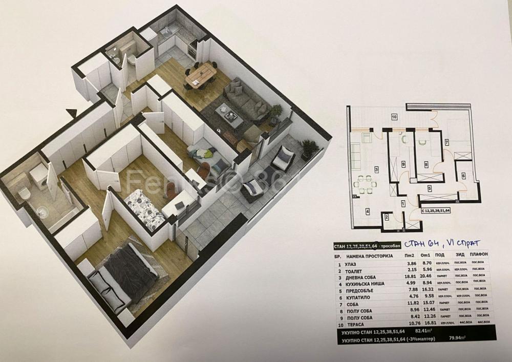 Stan na prodaju u Beogradu, Trošarina, troiposoban, 80m2, cena 224000 evra