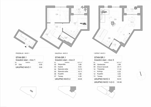 Stan na prodaju u Beogradu, Palilula, trosoban, 105m2, cena 558409 evra