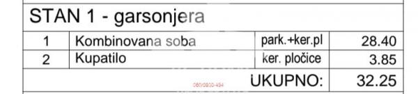 Stan na prodaju u Beogradu, Palilula, 32m2, cena 129000 evra