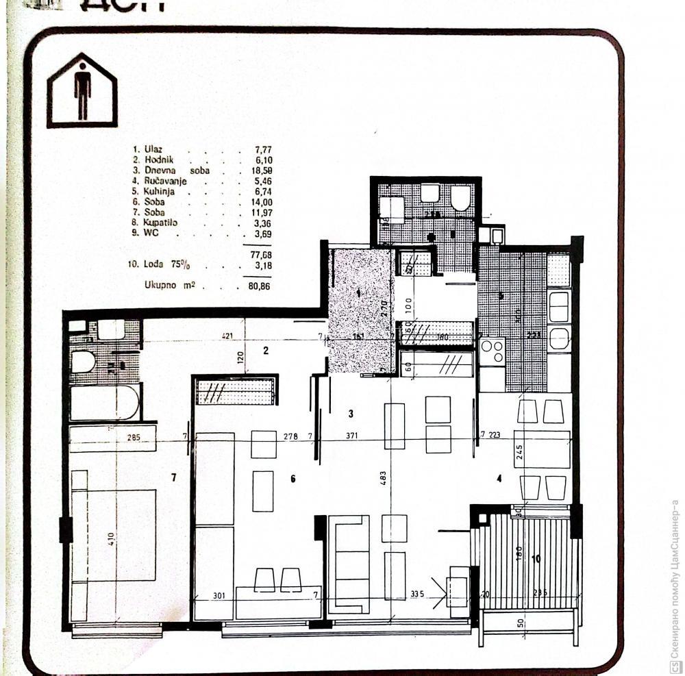 Stan na prodaju u Beogradu, Novi Beograd, trosoban, 81m2, cena 305000 evra
