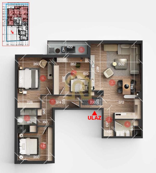 Stan na prodaju u Beogradu, Cvetkova pijaca, cetvorosoban, 98m2, cena 325446 evra